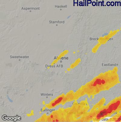 Hail Map for Abilene, TX Region on March 17, 2021