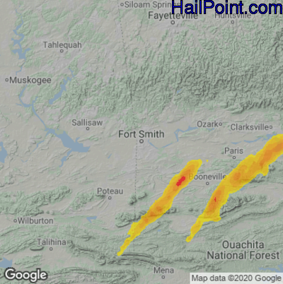 Hail Map for Forth Smith, AR Region on March 17, 2021