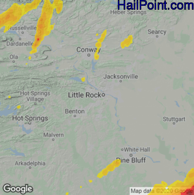Hail Map for Little Rock, AR Region on March 17, 2021