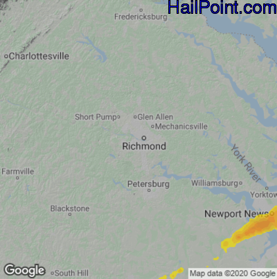 Hail Map for Richmond, VA Region on March 18, 2021