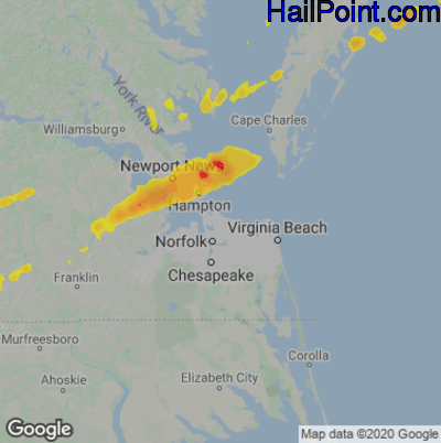 Hail Map for Norfolk, VA Region on March 18, 2021