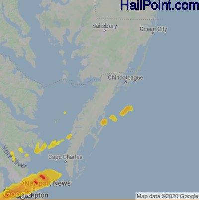Hail Map for Parksley, DE Region on March 18, 2021