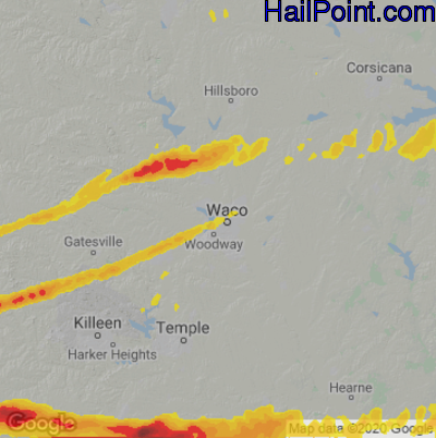 Hail Map for Waco, TX Region on March 23, 2021