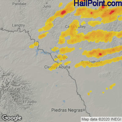 Hail Map for Del Rio, TX Region on March 25, 2021