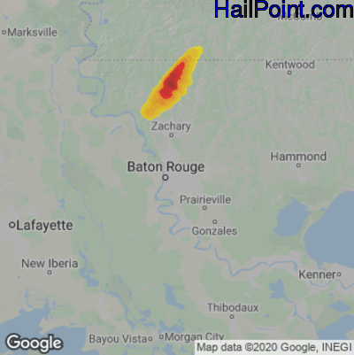 Hail Map for Baton Rouge, LA Region on March 25, 2021 