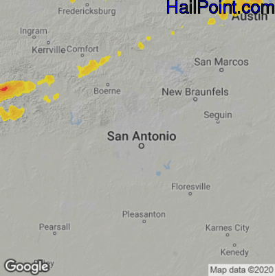 Hail Map for San Antonio, TX Region on March 25, 2021