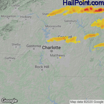 Hail Map for Charlotte, NC Region on March 27, 2021