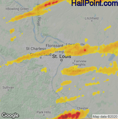 Hail Map for St. Louis, MO Region on March 27, 2021