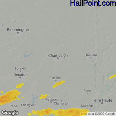 Hail Map for Champaign, IL Region on March 27, 2021