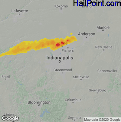 Hail Map for Indianapolis, IN Region on March 28, 2021 