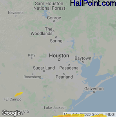 Hail Map for Houston, TX Region on March 28, 2021