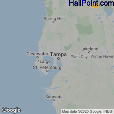 Hail Map for Tampa, FL Region on March 31, 2021