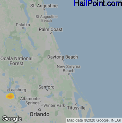 Hail Map for Daytona Beach, FL Region on March 31, 2021