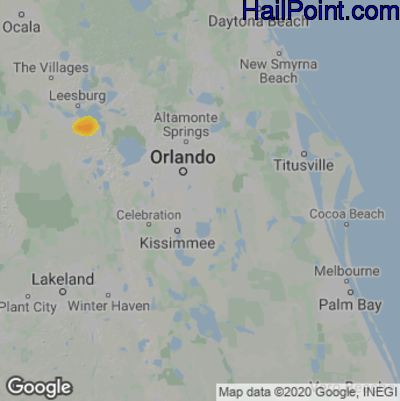 Hail Map for Orlando, FL Region on March 31, 2021