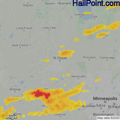 Hail Map for St Cloud, MN Region on April 6, 2021