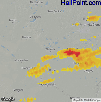 Hail Map for Willmar, MN Region on April 6, 2021