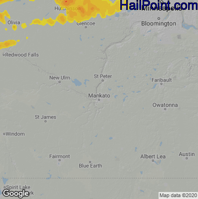 Hail Map for Mankato, MN Region on April 6, 2021