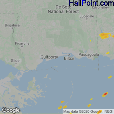Hail Map for Gulfport, MS Region on April 6, 2021