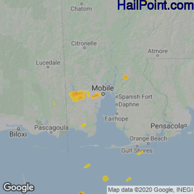 Hail Map for Mobile, AL Region on April 6, 2021 