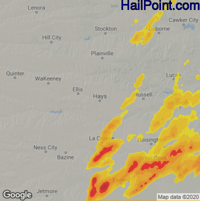 Hail Map for Hays, KS Region on April 6, 2021