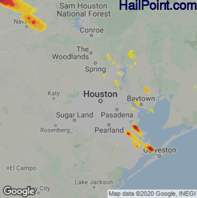 Hail Map for Houston, TX Region on April 8, 2021 