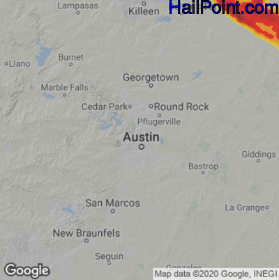 Hail Map for Austin, TX Region on April 9, 2021