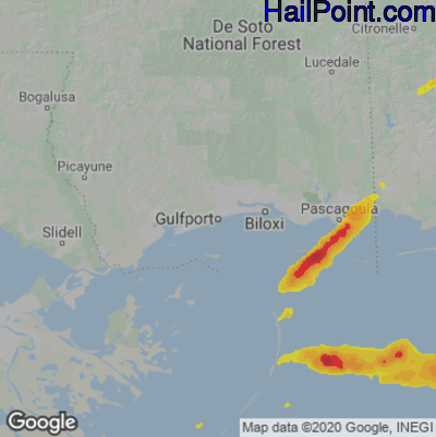 Hail Map for Gulfport, MS Region on April 9, 2021