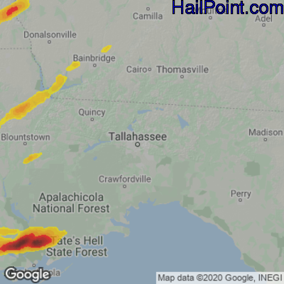 Hail Map for Tallahassee, FL Region on April 9, 2021 