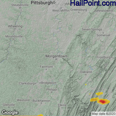 Hail Map for Morgantown, WV Region on April 9, 2021