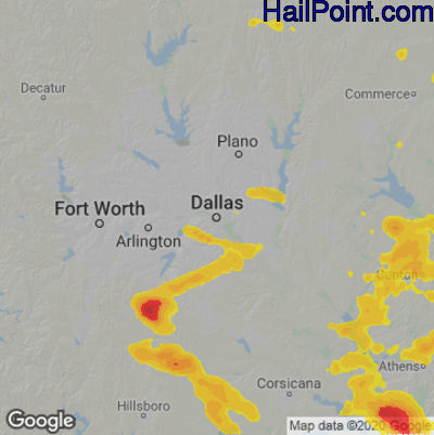 Hail Map for Dallas, TX Region on April 9, 2021 