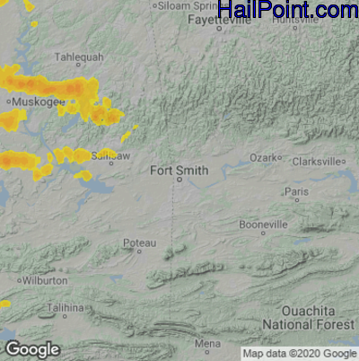 Hail Map for Forth Smith, AR Region on April 10, 2021