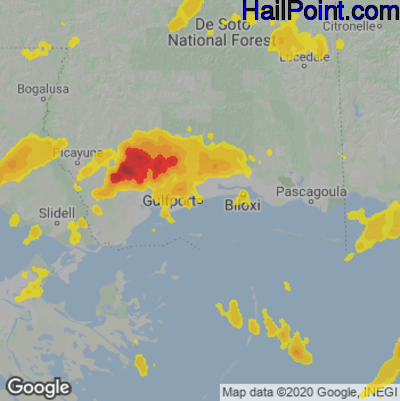 Hail Map for Gulfport, MS Region on April 10, 2021 
