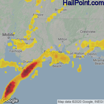 Hail Map for Pensacola, FL Region on April 10, 2021