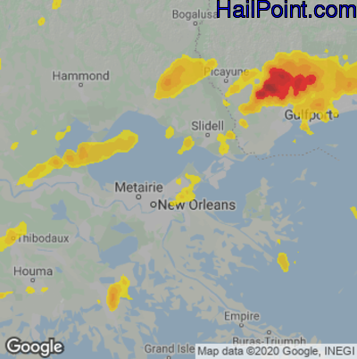 Hail Map for New Orleans, LA Region on April 10, 2021