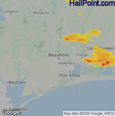 Hail Map for Beaumont, TX Region on April 10, 2021 