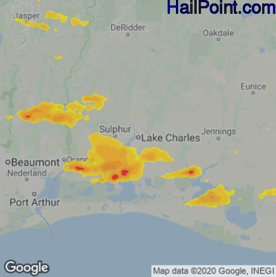 Hail Map for Lake Charles, LA Region on April 10, 2021