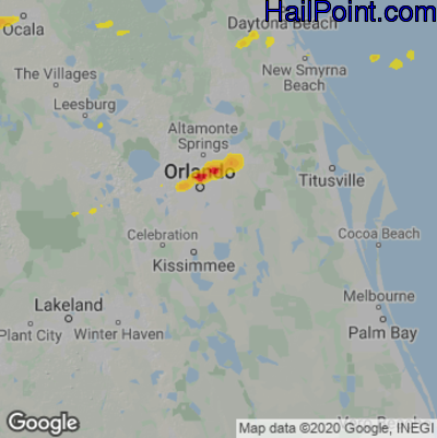 Hail Map for Orlando, FL Region on April 11, 2021