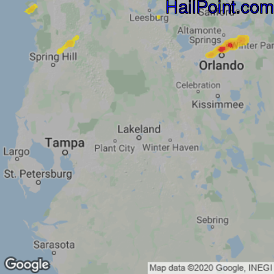 Hail Map for Lakeland, FL Region on April 11, 2021