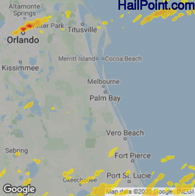 Hail Map for Palm Bay, FL Region on April 11, 2021 
