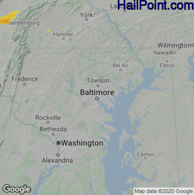 Hail Map for Baltimore, MD Region on April 12, 2021