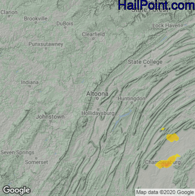 Hail Map for Altoona, PA Region on April 12, 2021