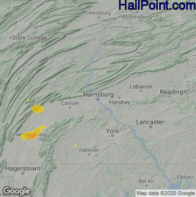 Hail Map for Harrisburg, PA Region on April 12, 2021