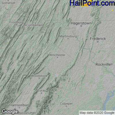 Hail Map for Winchester, VA Region on April 12, 2021 