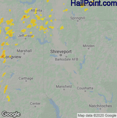Hail Map for Shreveport, LA Region on April 12, 2021