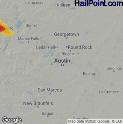 Hail Map for Austin, TX Region on April 13, 2021 