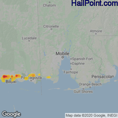 Hail Map for Mobile, AL Region on April 13, 2021 
