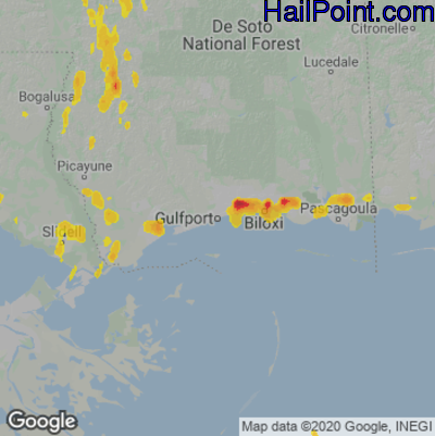 Hail Map for Gulfport, MS Region on April 13, 2021 