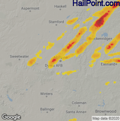 Hail Map for Abilene, TX Region on April 13, 2021