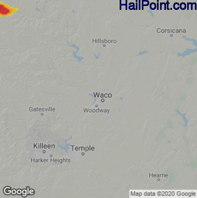 Hail Map for Waco, TX Region on April 13, 2021