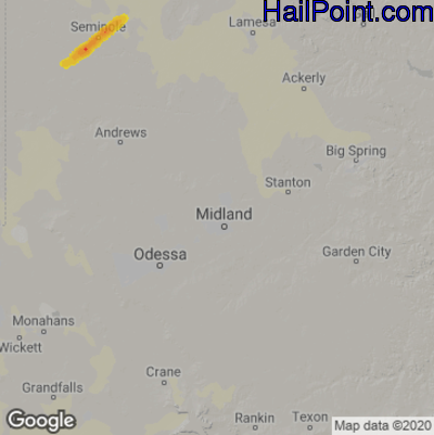 Hail Map for Midland, TX Region on April 13, 2021